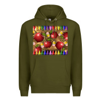 Army Green Teacher Crayons And Apples Premium Hoodie - LillyAllenDesigns