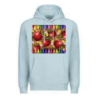 Blue Mist Teacher Crayons And Apples Premium Hoodie - LillyAllenDesigns