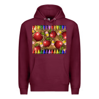 Burgundy Teacher Crayons And Apples Premium Hoodie - LillyAllenDesigns