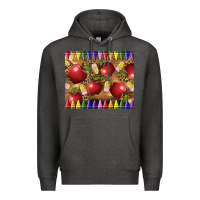Charcoal Heather Teacher Crayons And Apples Premium Hoodie - LillyAllenDesigns
