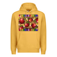 Mustard Teacher Crayons And Apples Premium Hoodie - LillyAllenDesigns