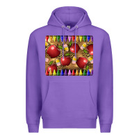 Purple Teacher Crayons And Apples Premium Hoodie - LillyAllenDesigns