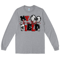Heather Grey my heart is on that field soccer Long Sleeve Tee - MaliasSmallBusiness