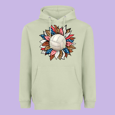 Volleyball Sunflower Heavyweight Hoodie Designed By Hra Design Shop