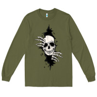 Army Green skull in the wall file Long Sleeve Tee - MaliasSmallBusiness
