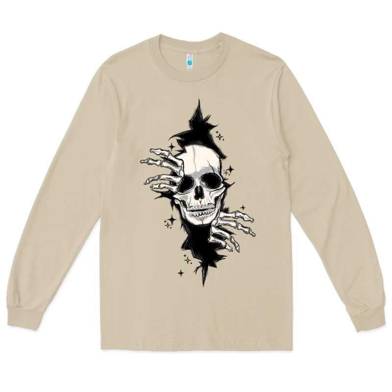 Skull In The Wall File Long Sleeve Tee by MaliasSmallBusiness | Teevron