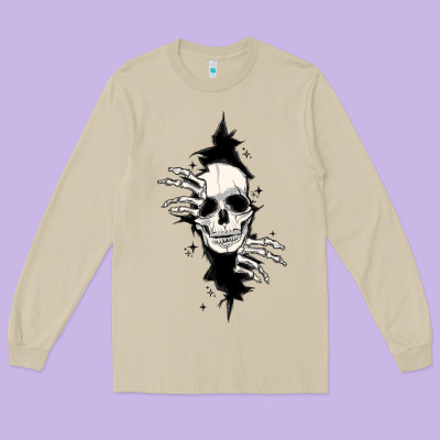 Long Sleeve Tee skull in the wall file