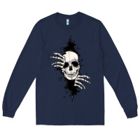 Navy skull in the wall file Long Sleeve Tee - MaliasSmallBusiness