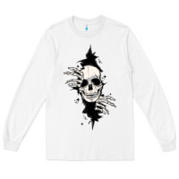White skull in the wall file Long Sleeve Tee - MaliasSmallBusiness