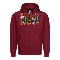 Burgundy christmas crew Zipper Hoodie - Zillion Design Studio