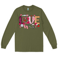 Army Green love nurse valentines day Long Sleeve Tee - MaliasSmallBusiness
