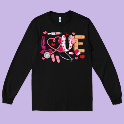 Long Sleeve Tee love nurse valentines day