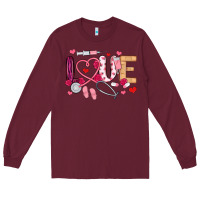 Burgundy love nurse valentines day Long Sleeve Tee - MaliasSmallBusiness