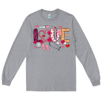 Heather Grey love nurse valentines day Long Sleeve Tee - MaliasSmallBusiness