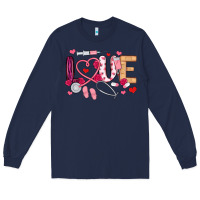 Navy love nurse valentines day Long Sleeve Tee - MaliasSmallBusiness