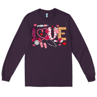 Plum love nurse valentines day Long Sleeve Tee - MaliasSmallBusiness