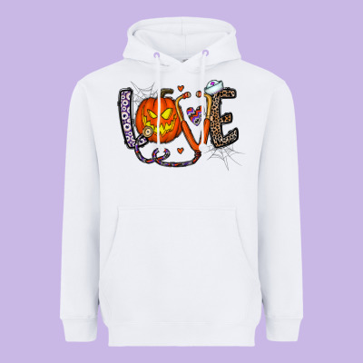 Love Halloween Heavyweight Hoodie Designed By Cowhidedigitalart
