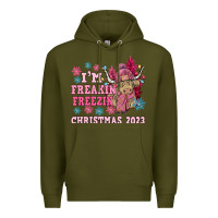 Army Green i'm freakin freezin christmas 2023 Premium Hoodie - NancyCooperArtShop