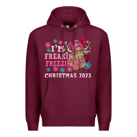 Burgundy i'm freakin freezin christmas 2023 Premium Hoodie - NancyCooperArtShop