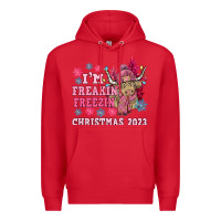Red i'm freakin freezin christmas 2023 Premium Hoodie - NancyCooperArtShop