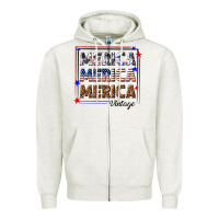 Oatmeal Heather merica merica merica vintage Zipper Hoodie - texasbilliewilder