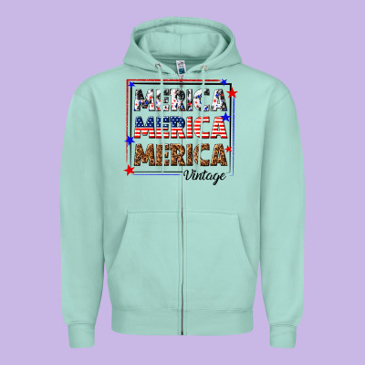 Zipper Hoodie merica merica merica vintage