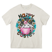 Cream Happy Easter Heavy Core Tee - CowhideDigitalArt