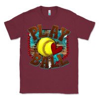 Burgundy play ball softball Classic Tee - texasbilliewilder