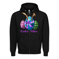Black easter bunny ear eggs easter vibes Zipper Hoodie - RanaPortraitStore