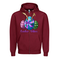 Burgundy easter bunny ear eggs easter vibes Zipper Hoodie - RanaPortraitStore