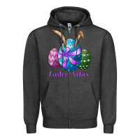 Charcoal Heather easter bunny ear eggs easter vibes Zipper Hoodie - RanaPortraitStore