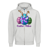 Dove Grey easter bunny ear eggs easter vibes Zipper Hoodie - RanaPortraitStore