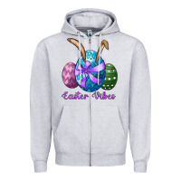 Heather Grey easter bunny ear eggs easter vibes Zipper Hoodie - RanaPortraitStore