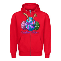 Red easter bunny ear eggs easter vibes Zipper Hoodie - RanaPortraitStore