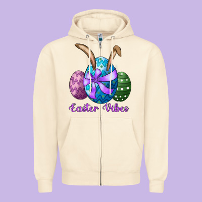 Zipper Hoodie easter bunny ear eggs easter vibes