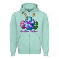 Seafoam easter bunny ear eggs easter vibes Zipper Hoodie - RanaPortraitStore