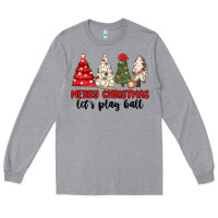 Heather Grey merry christmas let s play ball baseball Long Sleeve Tee - MaliasSmallBusiness