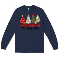 Navy merry christmas let s play ball baseball Long Sleeve Tee - MaliasSmallBusiness