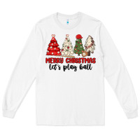 White merry christmas let s play ball baseball Long Sleeve Tee - MaliasSmallBusiness