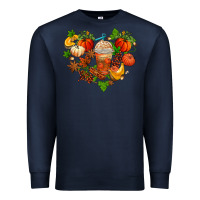 Navy fall pumpkin heart Premium Sweatshirt - AdoDesignShop