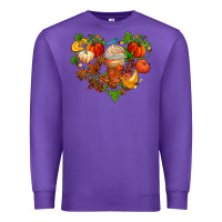 Purple fall pumpkin heart Premium Sweatshirt - AdoDesignShop