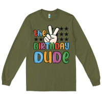 Army Green the birthday dude Long Sleeve Tee - MaliasSmallBusiness