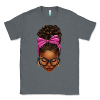 Charcoal Heather afro messy bun pink leopard bow Classic Tee - texasbilliewilder