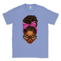 Colony Blue afro messy bun pink leopard bow Classic Tee - texasbilliewilder