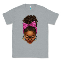 Heather Grey afro messy bun pink leopard bow Classic Tee - texasbilliewilder