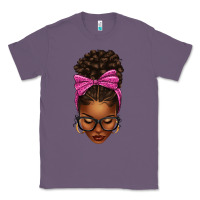 Lavender afro messy bun pink leopard bow Classic Tee - texasbilliewilder