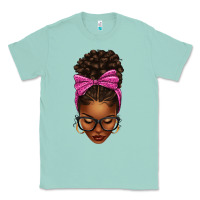 Afro Messy Bun Pink Leopard Bow Classic Tee | Teevron