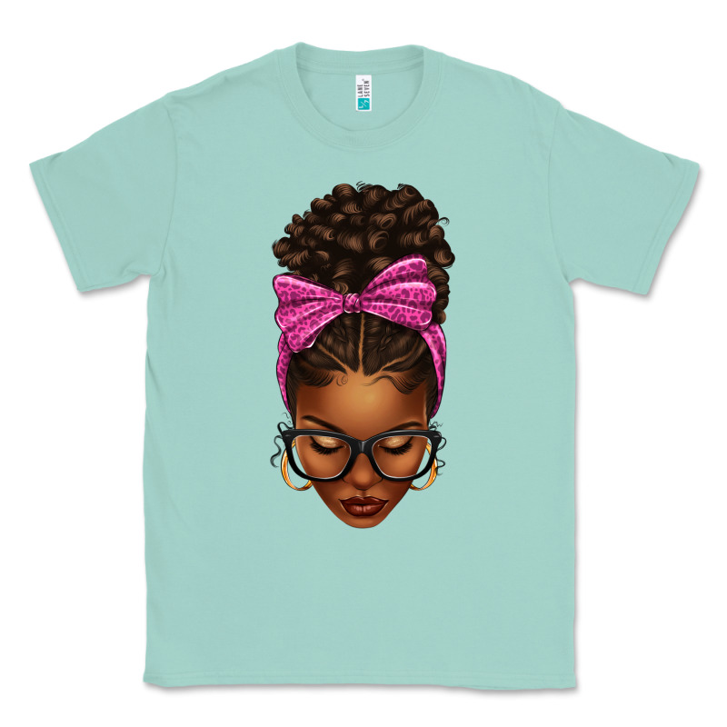 Afro Messy Bun Pink Leopard Bow Classic Tee by texasbilliewilder | Teevron