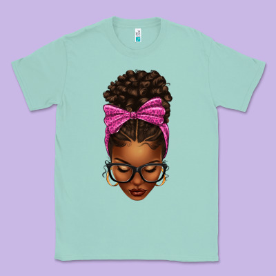 Afro Messy Bun Pink Leopard Bow Classic Tee Designed By Texasbilliewilder