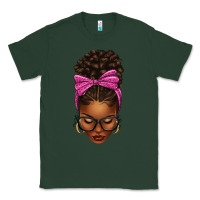 Sports Green afro messy bun pink leopard bow Classic Tee - texasbilliewilder